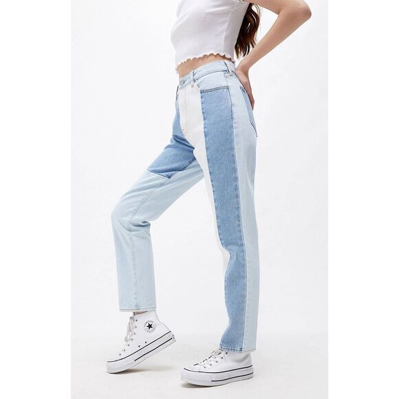 Pacsun Eco Hopper Patch Color Block Mom Jeans 26 - Picture 3 of 8
